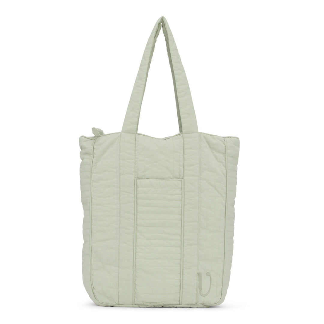 Quilted Tote Bag Olive Mist Organic