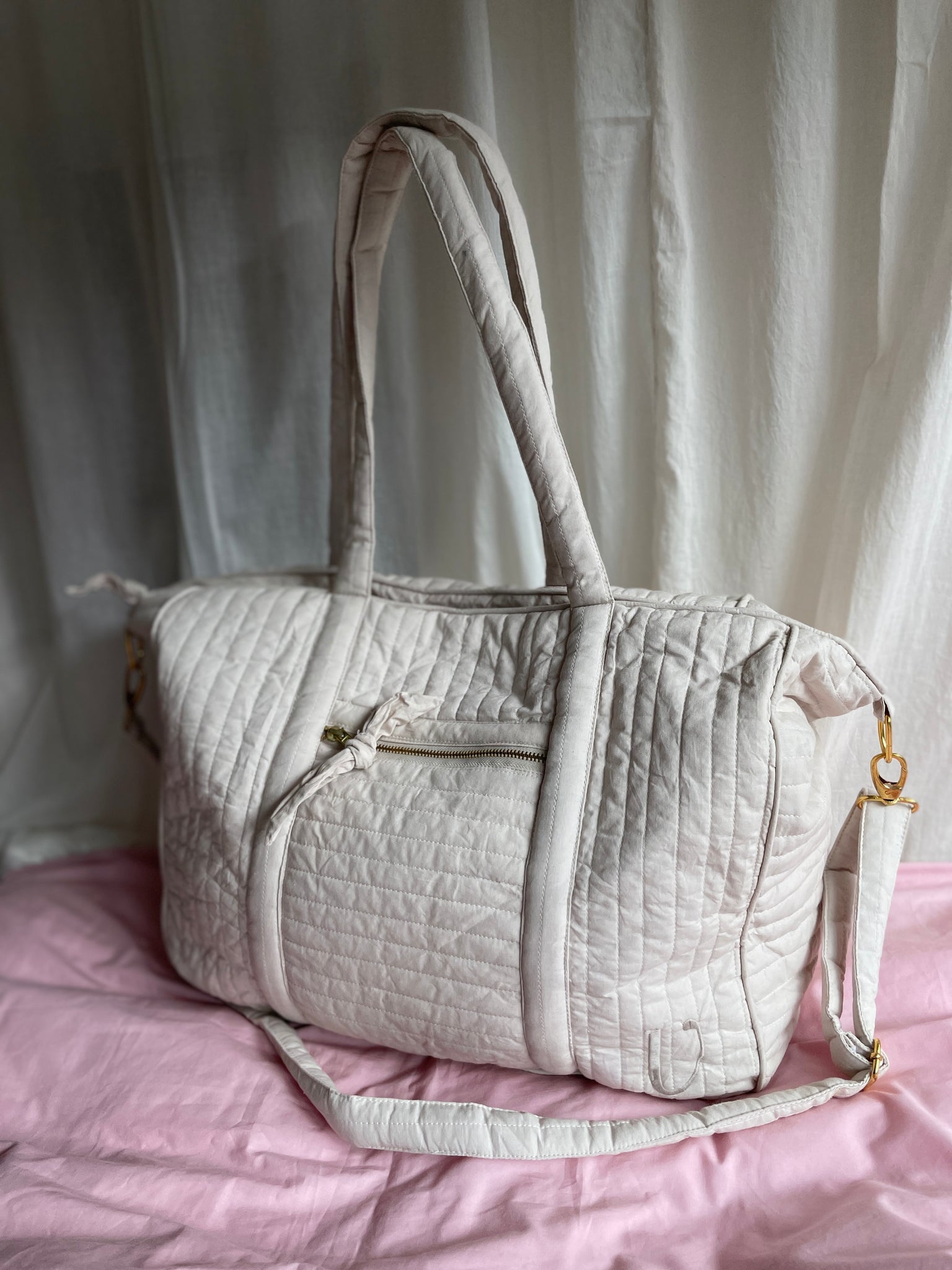 Quilted Weekend Bag Oyster Grey Organic