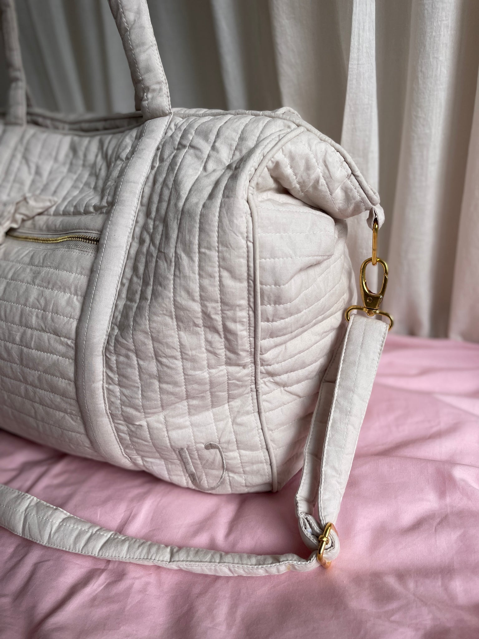 Quilted Weekend Bag Oyster Grey Organic