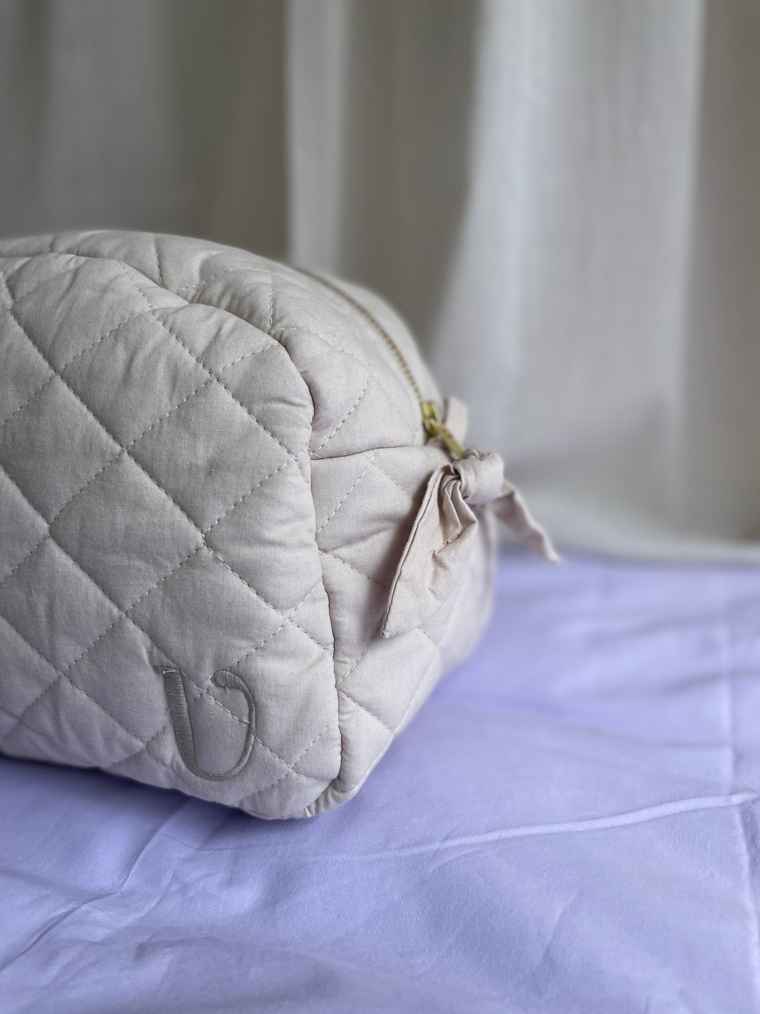 Quilted Toiletry Bag Oyster Grey Organic