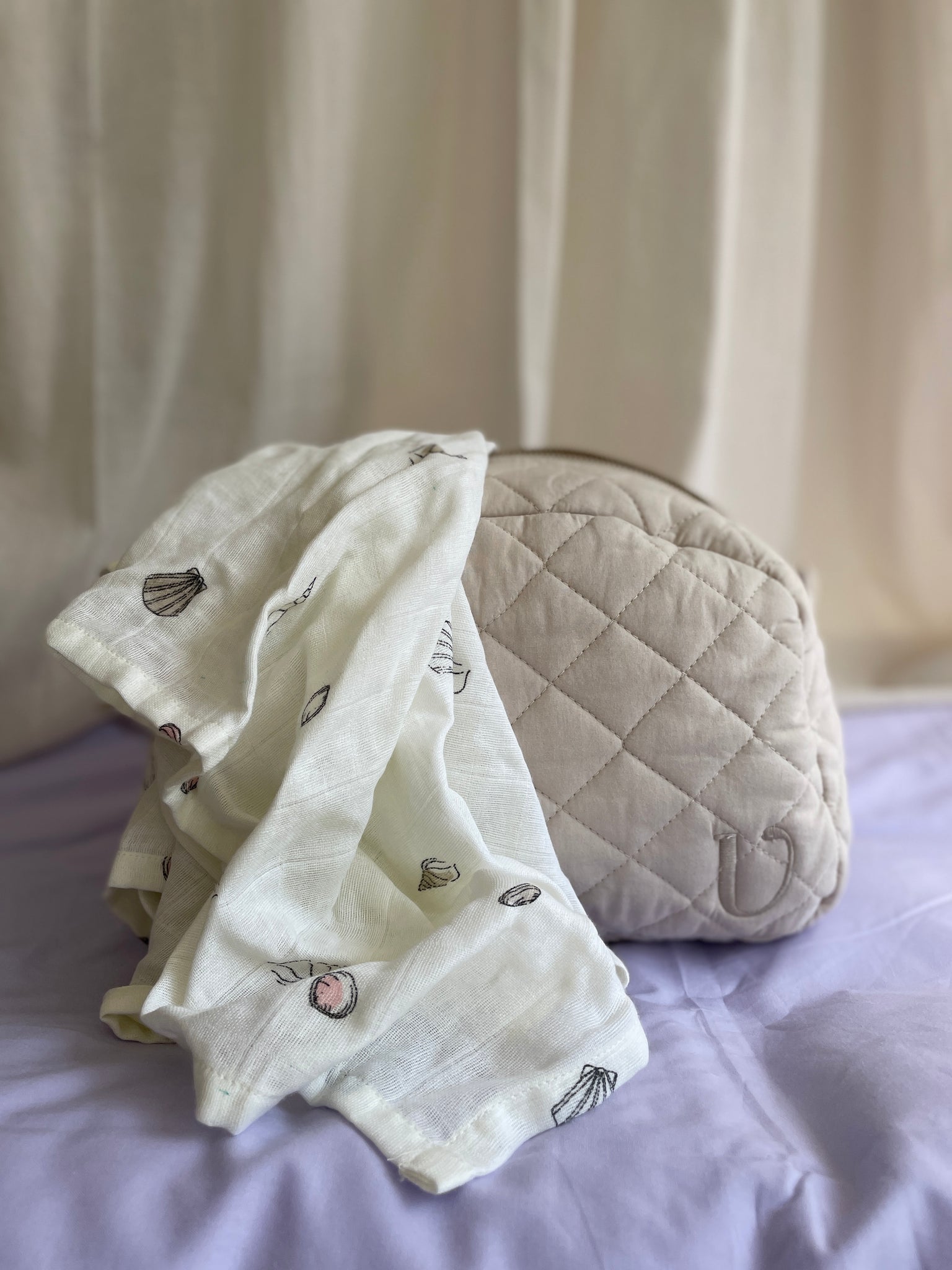 Quilted Toiletry Bag Oyster Grey Organic