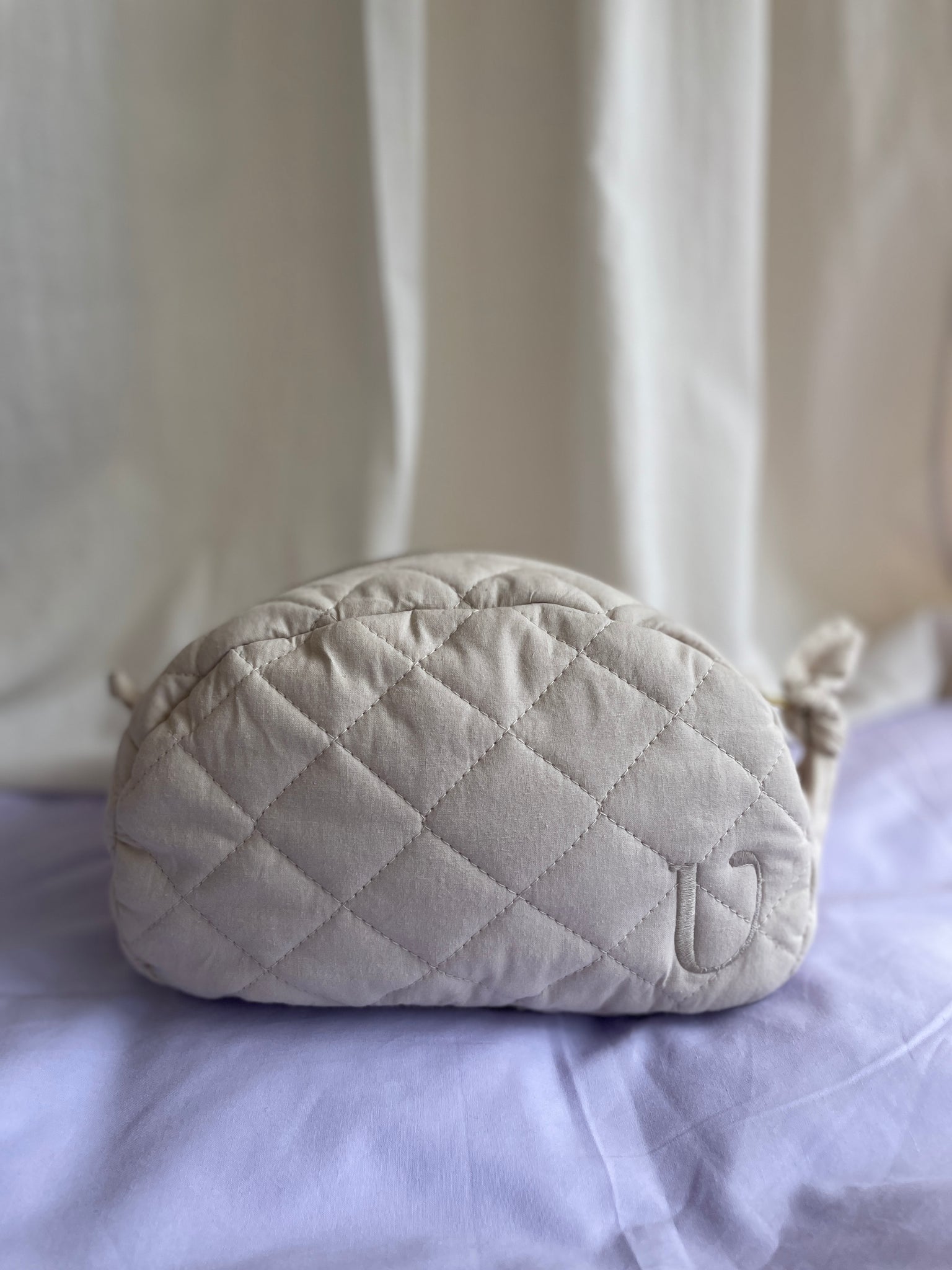 Quilted Makeup bag Oyster Grey Organic